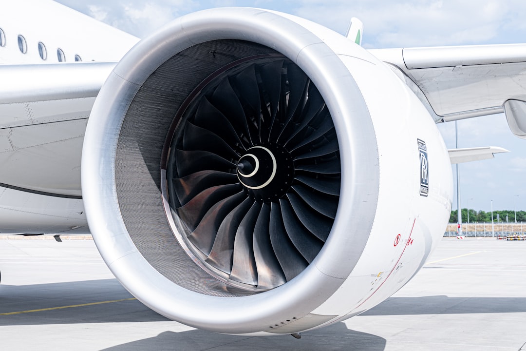 Close-up of a modern airplane jet engine