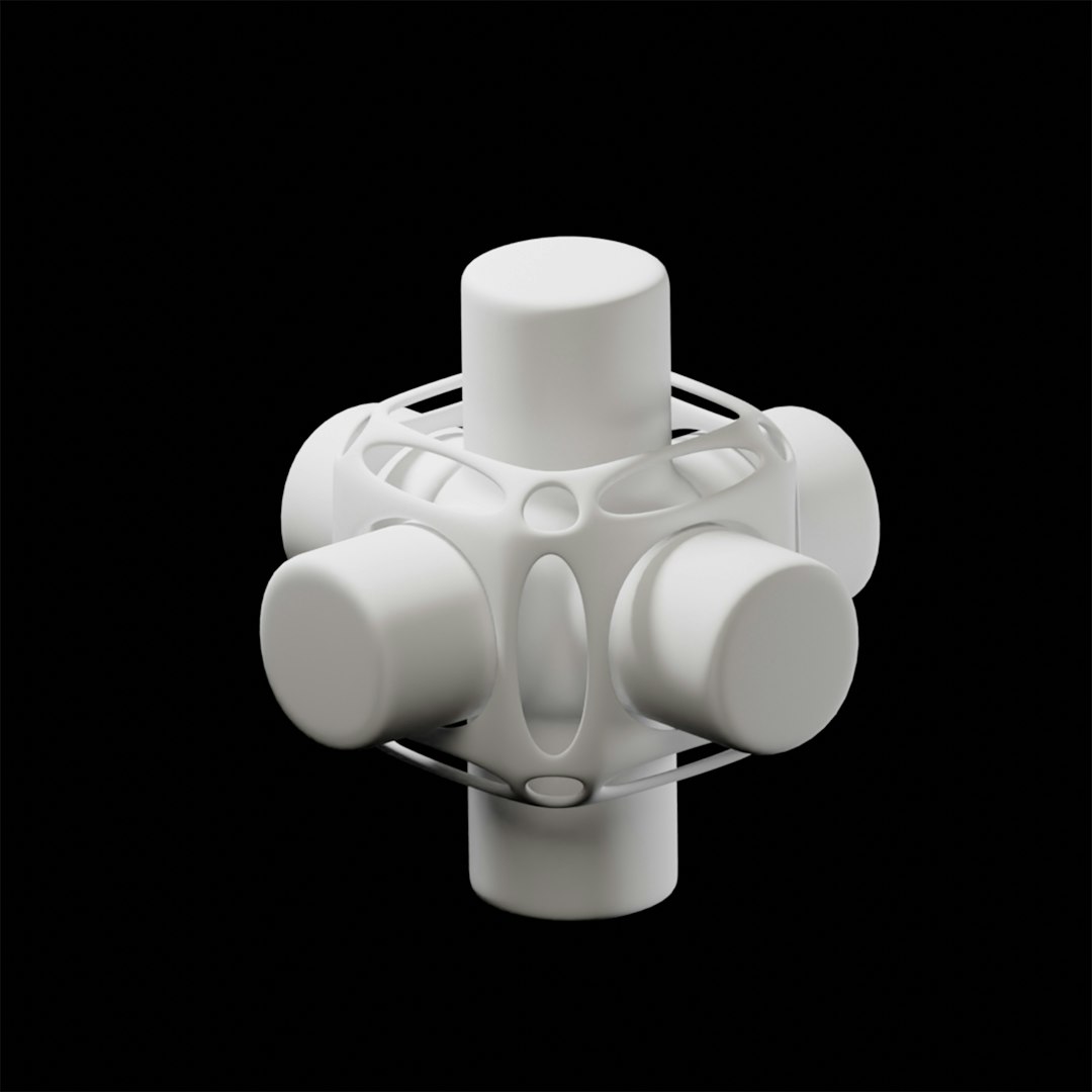 a white plastic object on a black background