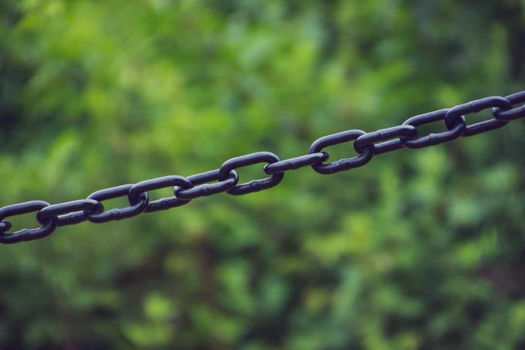 A close up of a chain with a blurry background