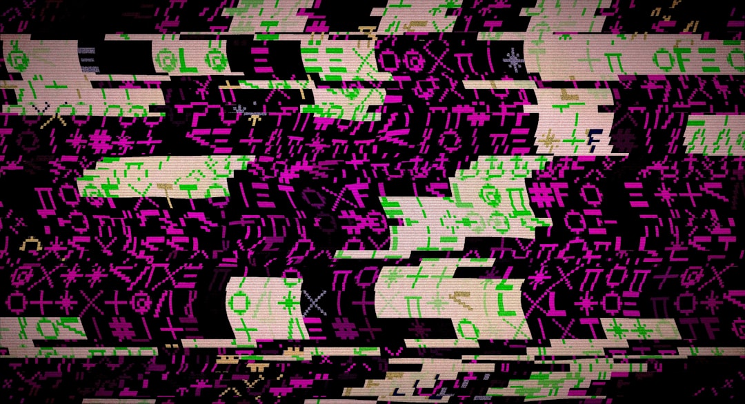 Abstract digital glitch art with symbols